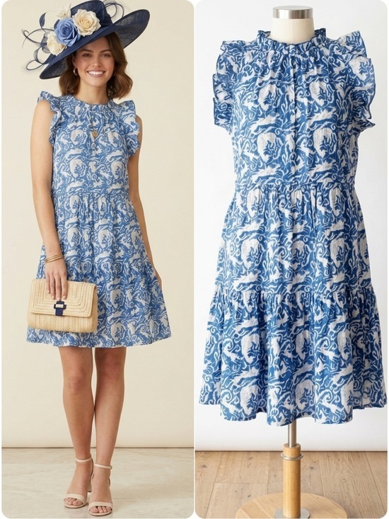 The Fox and the Mermaid Dresses & Skirts - The Fox and the Mermaid Blue Calla Ruffle Dress Size M